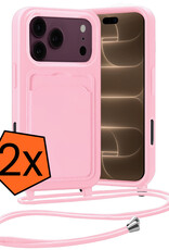 Nomfy Nomfy iPhone 18 Pro Max Hoesje Pashouder met Koord - Lichtroze - 2 PACK