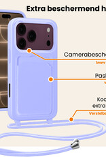 Nomfy Nomfy iPhone 18 Pro Max Hoesje Pashouder met Koord Met 2x Screenprotector - Lila