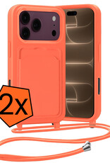 Nomfy Nomfy iPhone 18 Pro Max Hoesje Pashouder met Koord - Papaya - 2 PACK