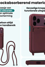 Forterra Forterra iPhone 18 Pro Hoesje Pashouder met Koord Met 2x Screenprotector - Aubergine