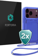 Forterra Forterra iPhone 18 Pro Hoesje Pashouder met Koord - Fel Blauw - 2 PACK