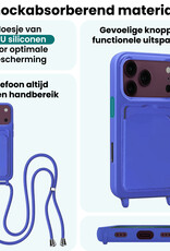Forterra Forterra iPhone 18 Pro Hoesje Pashouder met Koord Met Screenprotector - Fel Blauw