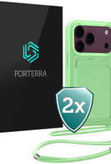 Forterra Forterra iPhone 18 Pro Hoesje Pashouder met Koord - Groen - 2 PACK