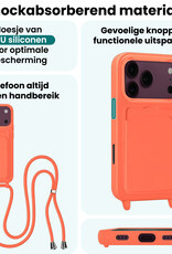 Forterra Forterra iPhone 18 Pro Hoesje Pashouder met Koord Met Screenprotector - Papaya