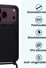 Forterra Forterra iPhone 18 Pro Hoesje Pashouder met Koord - Zwart - 2 PACK