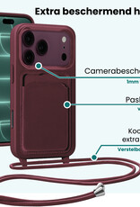 Forterra Forterra iPhone 18 Pro Max Hoesje Pashouder met Koord - Aubergine - 2 PACK