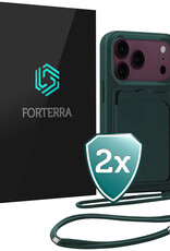 Forterra Forterra iPhone 18 Pro Max Hoesje Pashouder met Koord - Donkergroen - 2 PACK