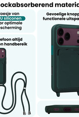 Forterra Forterra iPhone 18 Pro Max Hoesje Pashouder met Koord Met Screenprotector - Donkergroen