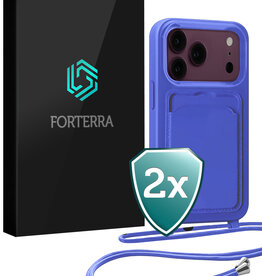 Forterra Forterra iPhone 18 Pro Max Hoesje Pashouder met Koord - Fel Blauw - 2 PACK