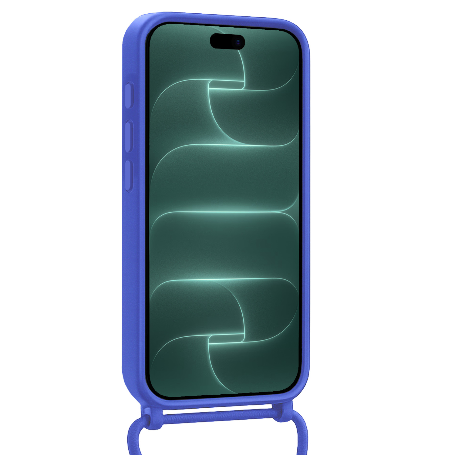 Forterra Forterra iPhone 18 Pro Max Hoesje Pashouder met Koord Met Screenprotector - Fel Blauw