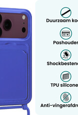 Forterra Forterra iPhone 18 Pro Max Hoesje Pashouder met Koord Met 2x Screenprotector - Fel Blauw