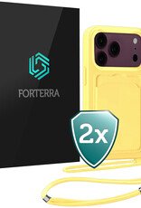 Forterra Forterra iPhone 18 Pro Max Hoesje Pashouder met Koord - Geel - 2 PACK