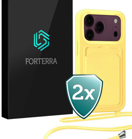 Forterra Forterra iPhone 18 Pro Max Hoesje Pashouder met Koord - Geel - 2 PACK