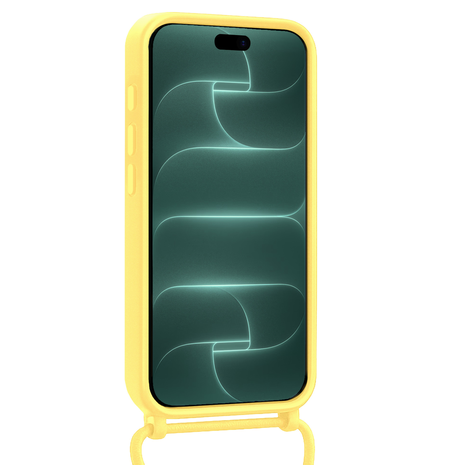 Forterra Forterra iPhone 18 Pro Max Hoesje Pashouder met Koord Met 2x Screenprotector - Geel
