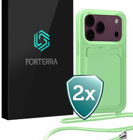 Forterra Forterra iPhone 18 Pro Max Hoesje Pashouder met Koord - Groen - 2 PACK