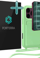 Forterra Forterra iPhone 18 Pro Max Hoesje Pashouder met Koord Met Screenprotector - Groen