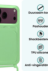 Forterra Forterra iPhone 18 Pro Max Hoesje Pashouder met Koord Met Screenprotector - Groen