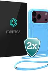 Forterra Forterra iPhone 18 Pro Max Hoesje Pashouder met Koord - Lichtblauw - 2 PACK