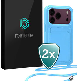 Forterra Forterra iPhone 18 Pro Max Hoesje Pashouder met Koord - Lichtblauw - 2 PACK