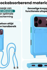 Forterra Forterra iPhone 18 Pro Max Hoesje Pashouder met Koord - Lichtblauw - 2 PACK