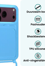 Forterra Forterra iPhone 18 Pro Max Hoesje Pashouder met Koord Met 2x Screenprotector - Lichtblauw