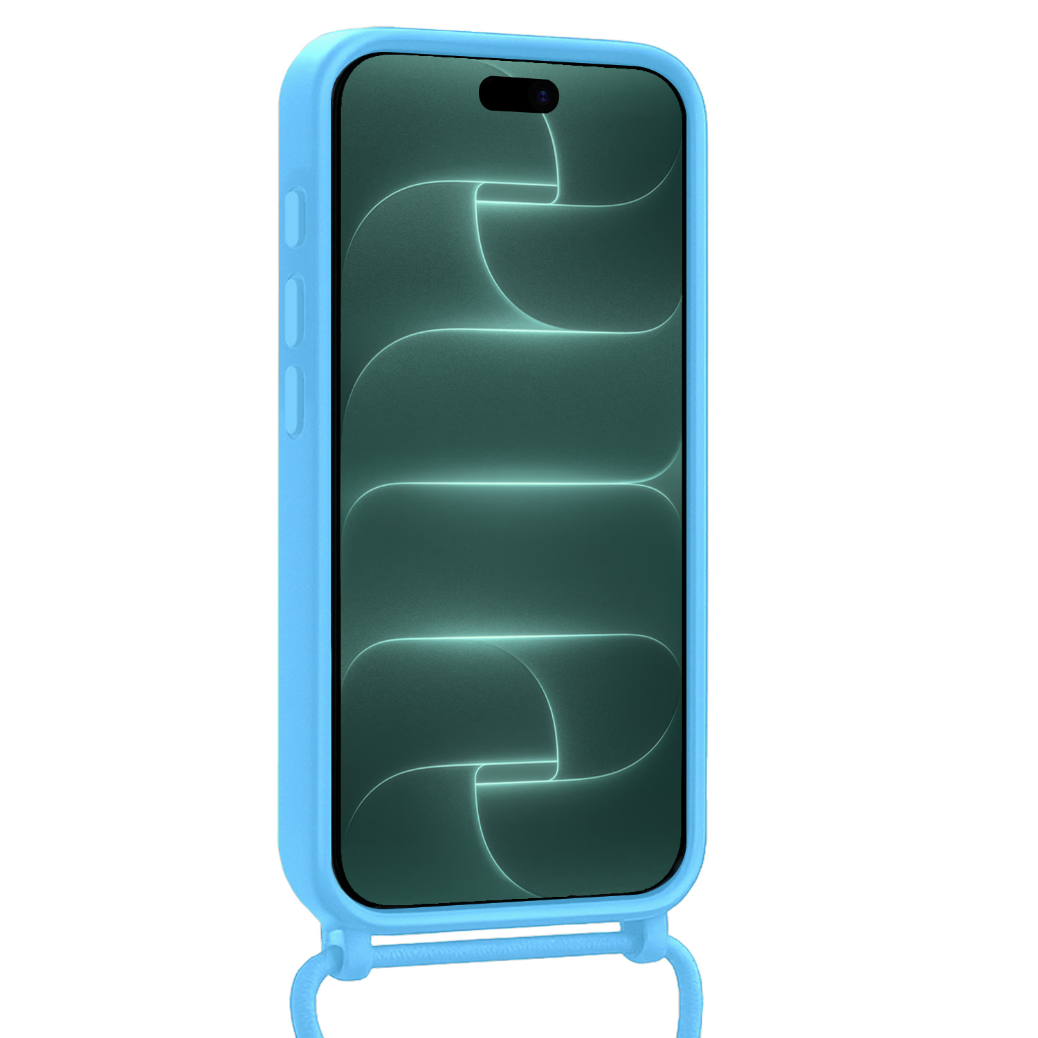Forterra Forterra iPhone 18 Pro Max Hoesje Pashouder met Koord Met 2x Screenprotector - Lichtblauw