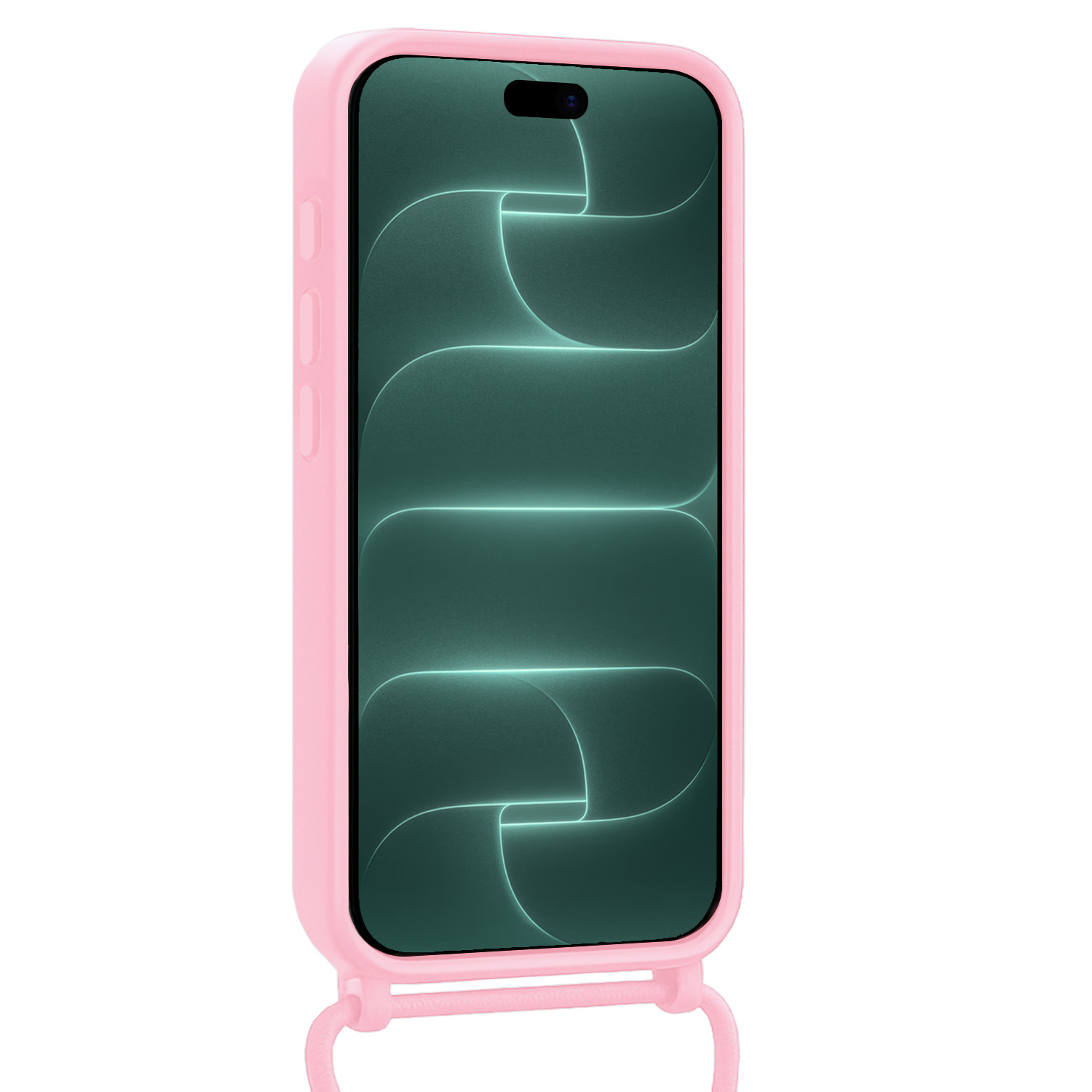 Forterra Forterra iPhone 18 Pro Max Hoesje Pashouder met Koord - Lichtroze - 2 PACK