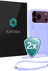 Forterra Forterra iPhone 18 Pro Max Hoesje Pashouder met Koord - Lila - 2 PACK