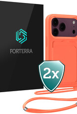 Forterra Forterra iPhone 18 Pro Max Hoesje Pashouder met Koord - Papaya - 2 PACK