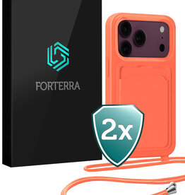 Forterra Forterra iPhone 18 Pro Max Hoesje Pashouder met Koord - Papaya - 2 PACK