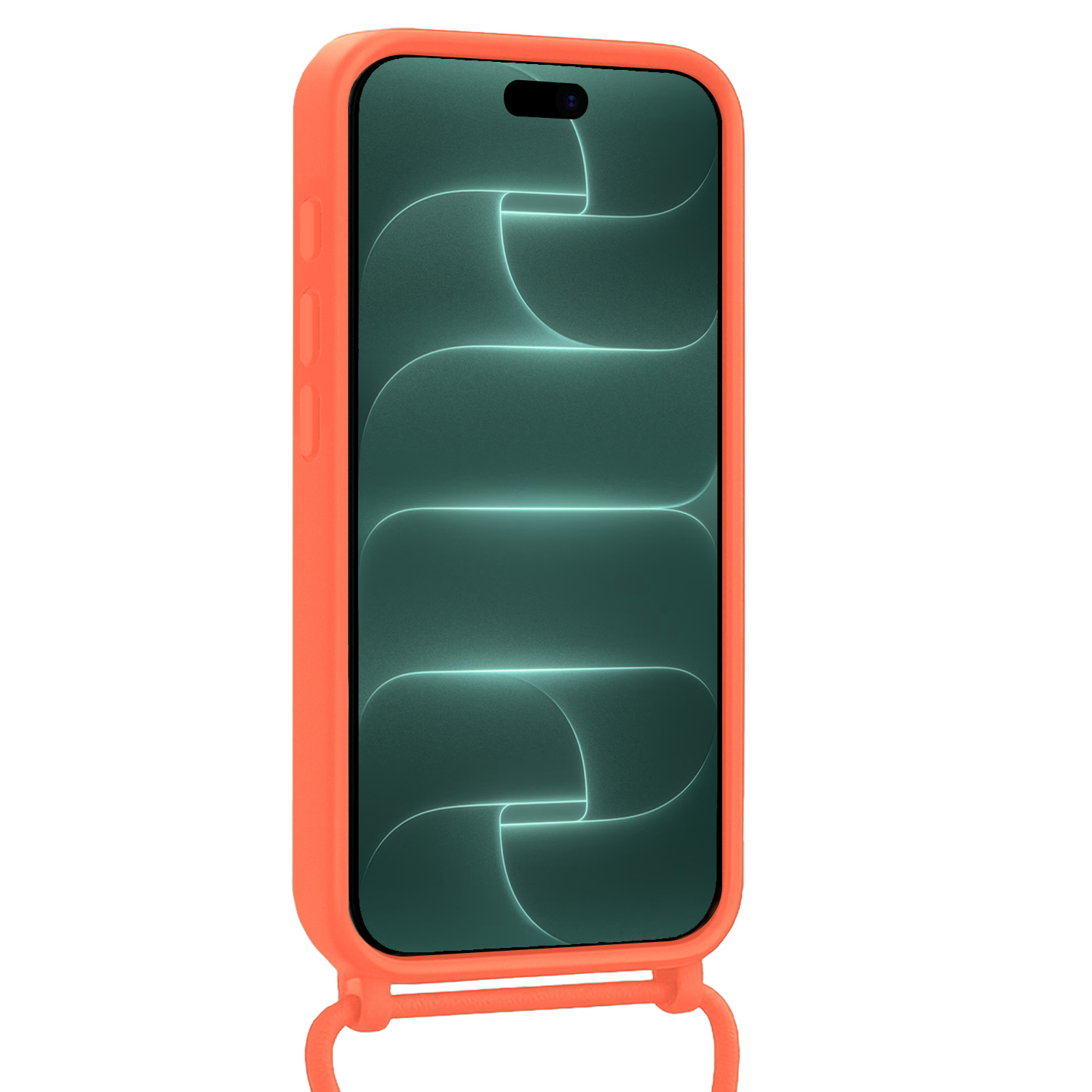 Forterra Forterra iPhone 18 Pro Max Hoesje Pashouder met Koord Met Screenprotector - Papaya
