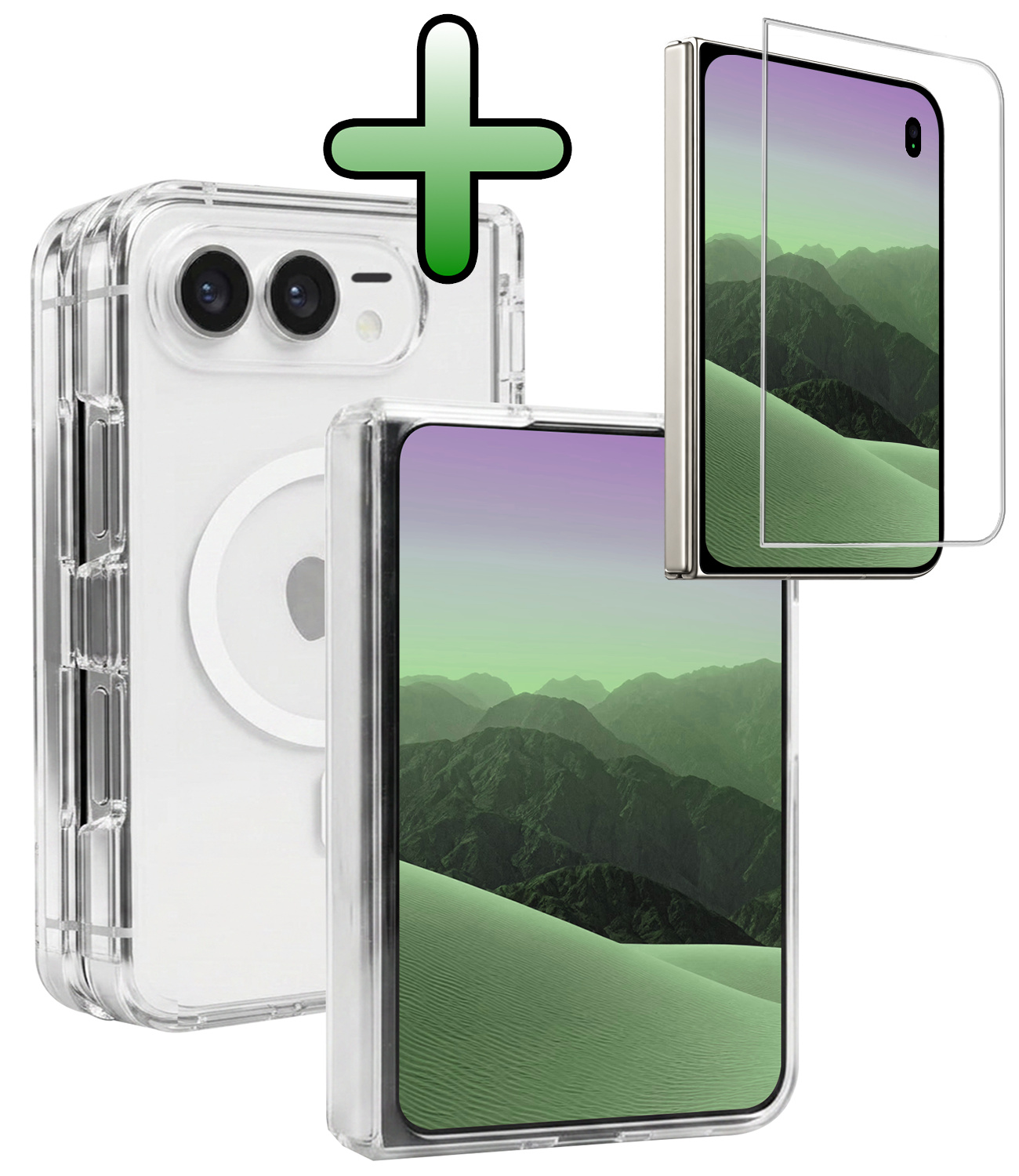 BASEY. BASEY. iPhone Duo Magsafe Hoesje Transparant Met Screenprotector