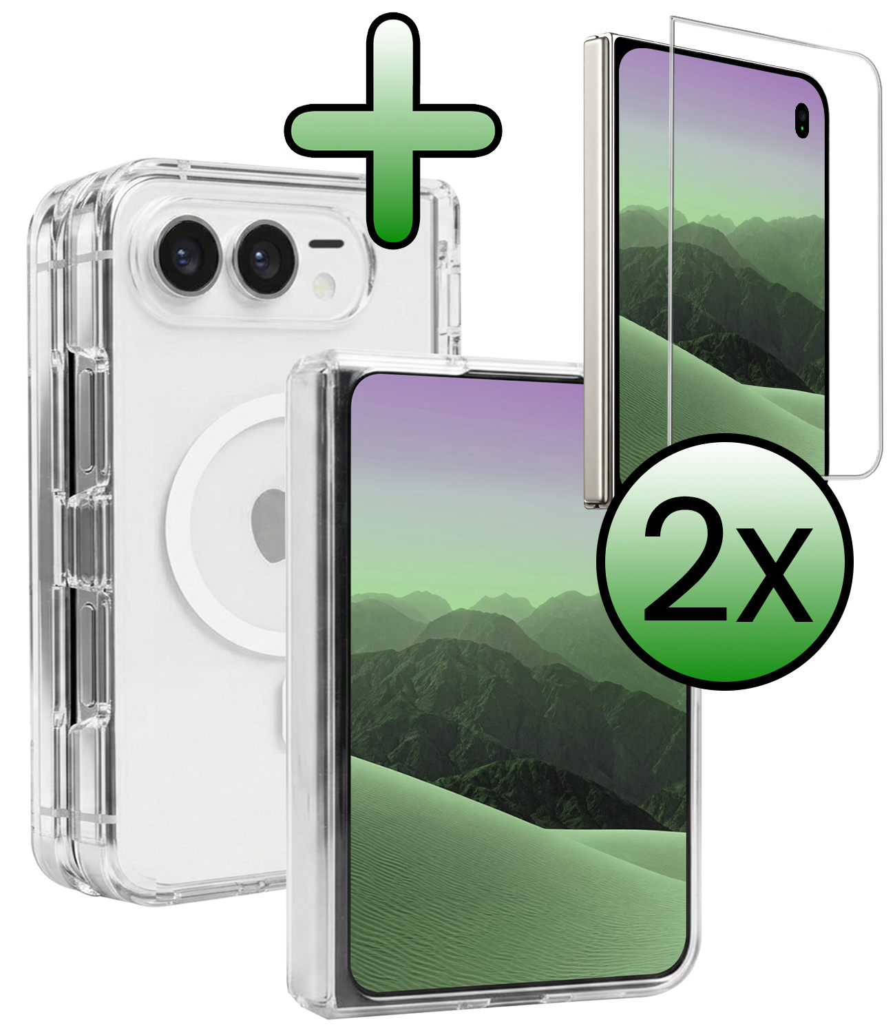 BASEY. BASEY. iPhone Duo Magsafe Hoesje Transparant Met 2x Screenprotector