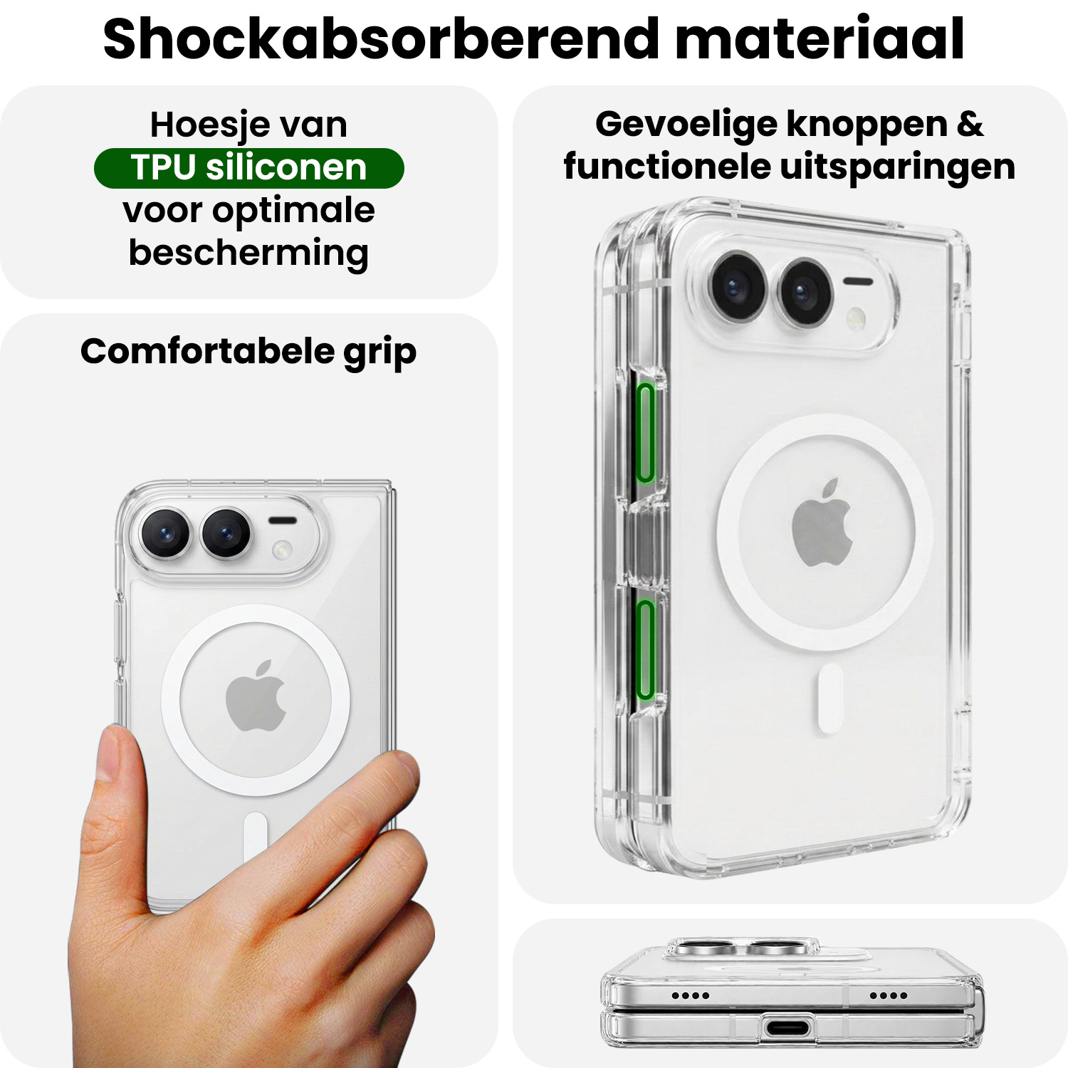 BASEY. BASEY. iPhone Duo Magsafe Hoesje Transparant Met 2x Screenprotector