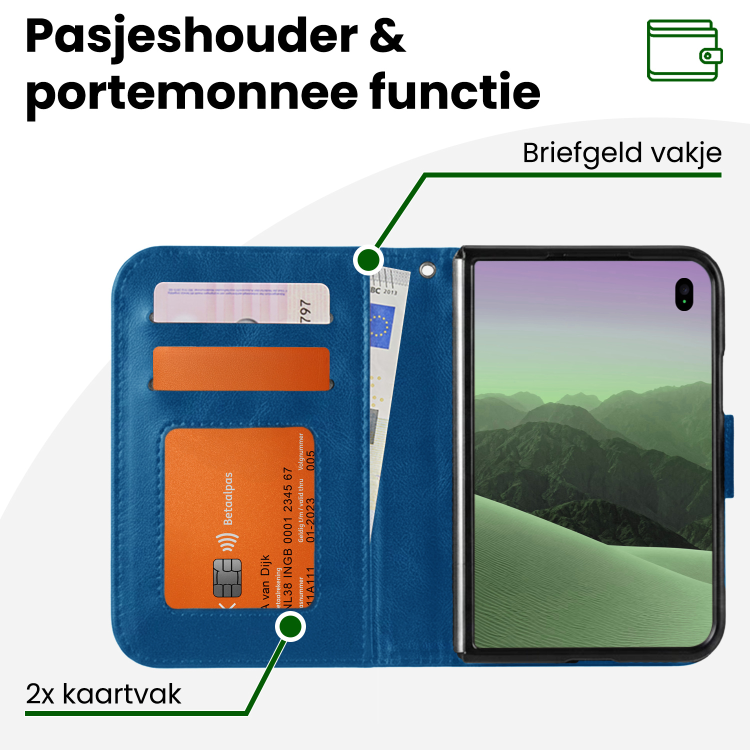 BASEY. BASEY. iPhone Duo Hoesje Bookcase - Donkerblauw
