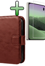 BASEY. BASEY. iPhone Duo Hoesje Bookcase Met Screenprotector - Bruin