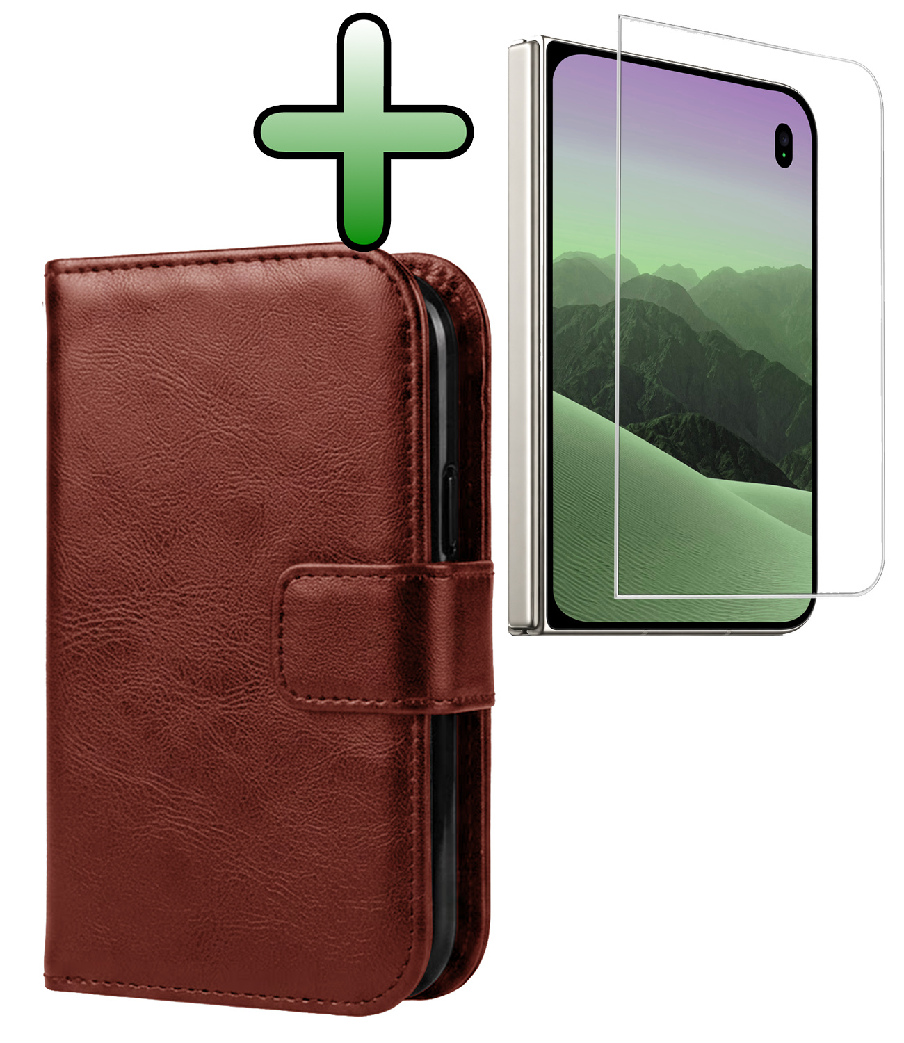 BASEY. BASEY. iPhone Duo Hoesje Bookcase Met Screenprotector - Bruin