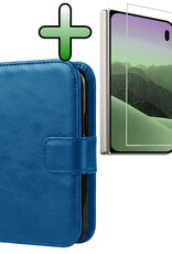 BASEY. BASEY. iPhone Duo Hoesje Bookcase Met Screenprotector - Donkerblauw