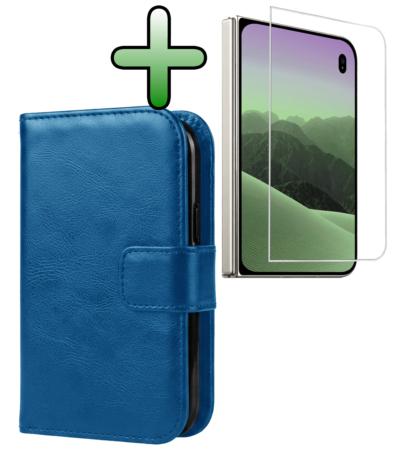 BASEY. BASEY. iPhone Duo Hoesje Bookcase Met Screenprotector - Donkerblauw