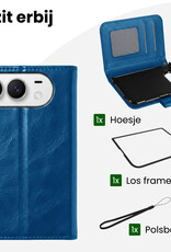 BASEY. BASEY. iPhone Duo Hoesje Bookcase Met Screenprotector - Donkerblauw