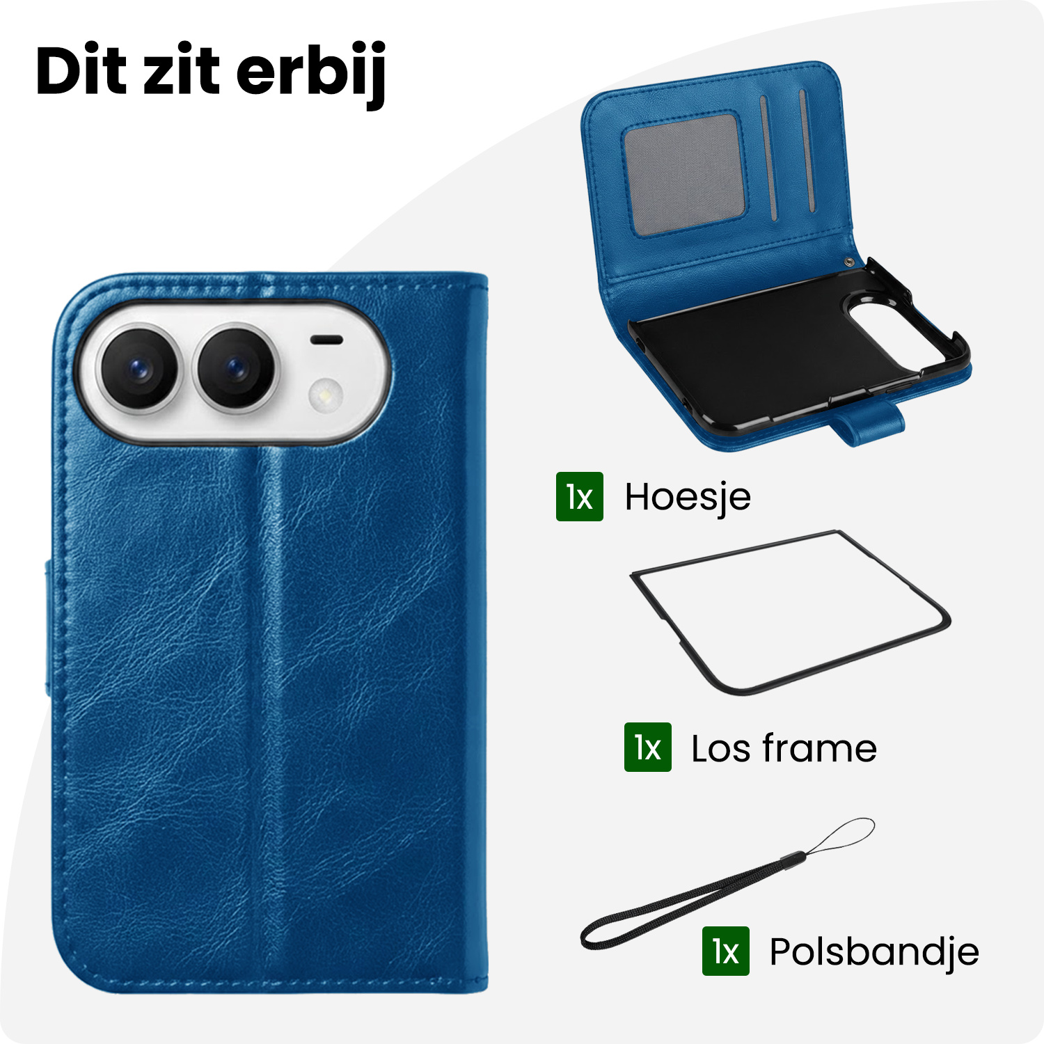 BASEY. BASEY. iPhone Duo Hoesje Bookcase Met Screenprotector - Donkerblauw