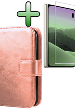 BASEY. BASEY. iPhone Duo Hoesje Bookcase Met Screenprotector - Rose Goud