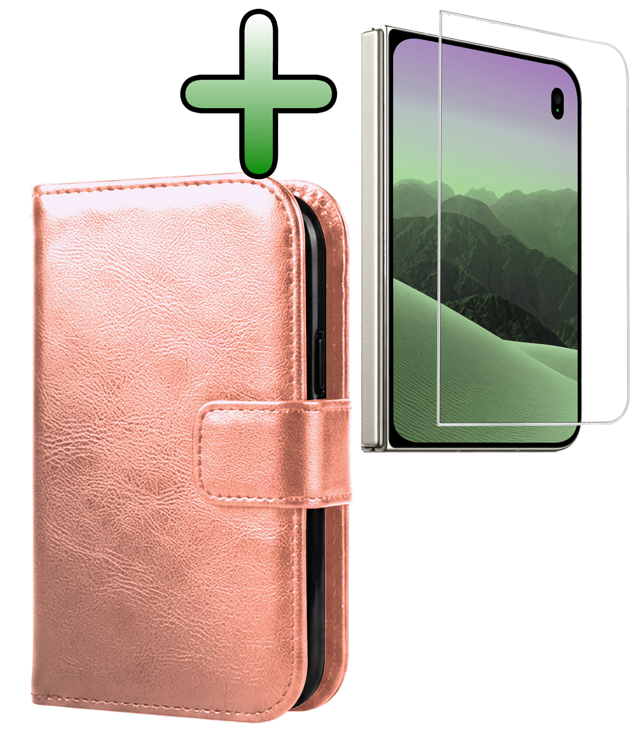 BASEY. BASEY. iPhone Duo Hoesje Bookcase Met Screenprotector - Rose Goud