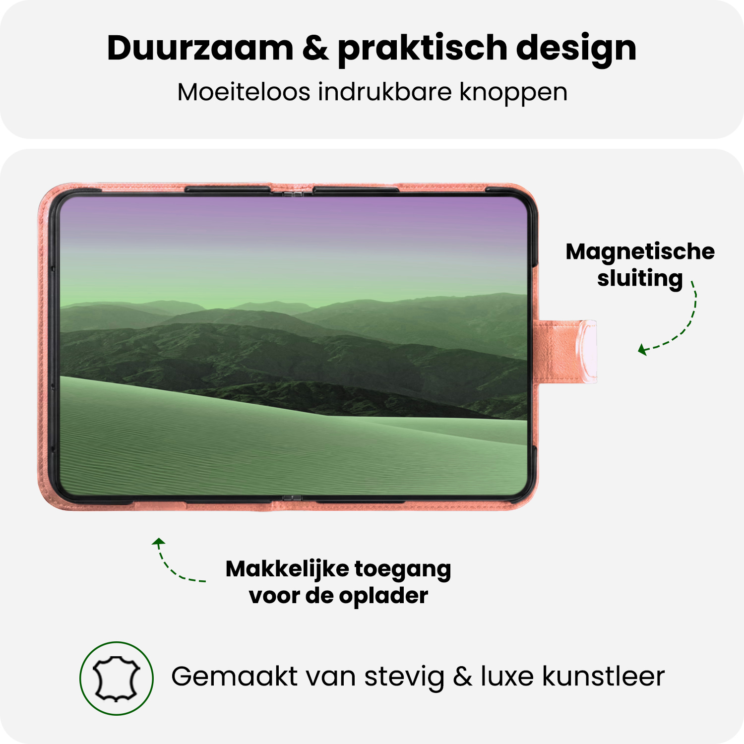 BASEY. BASEY. iPhone Duo Hoesje Bookcase Met Screenprotector - Rose Goud