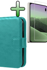 BASEY. BASEY. iPhone Duo Hoesje Bookcase Met Screenprotector - Turquoise