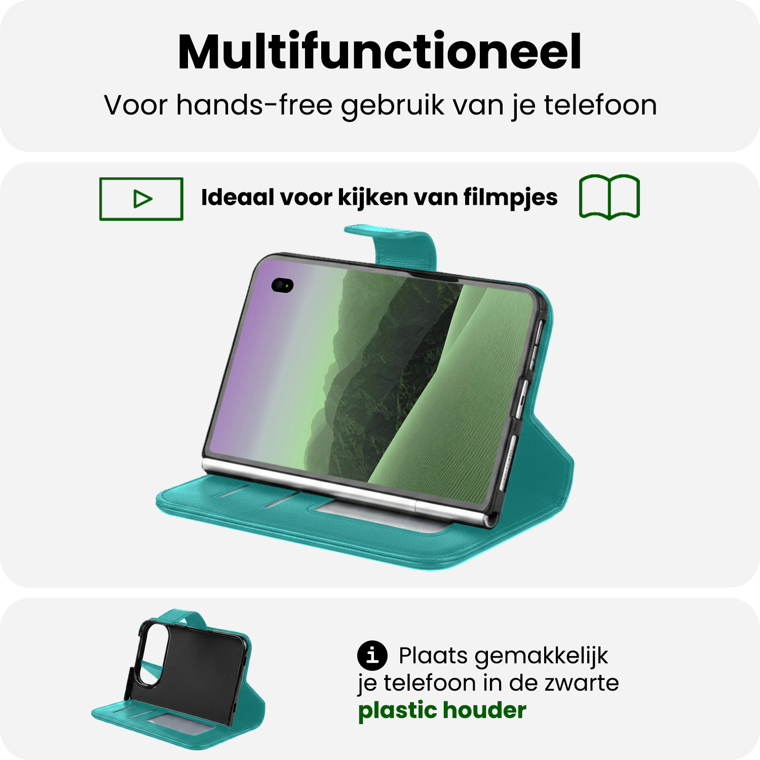 BASEY. BASEY. iPhone Duo Hoesje Bookcase Met Screenprotector - Turquoise