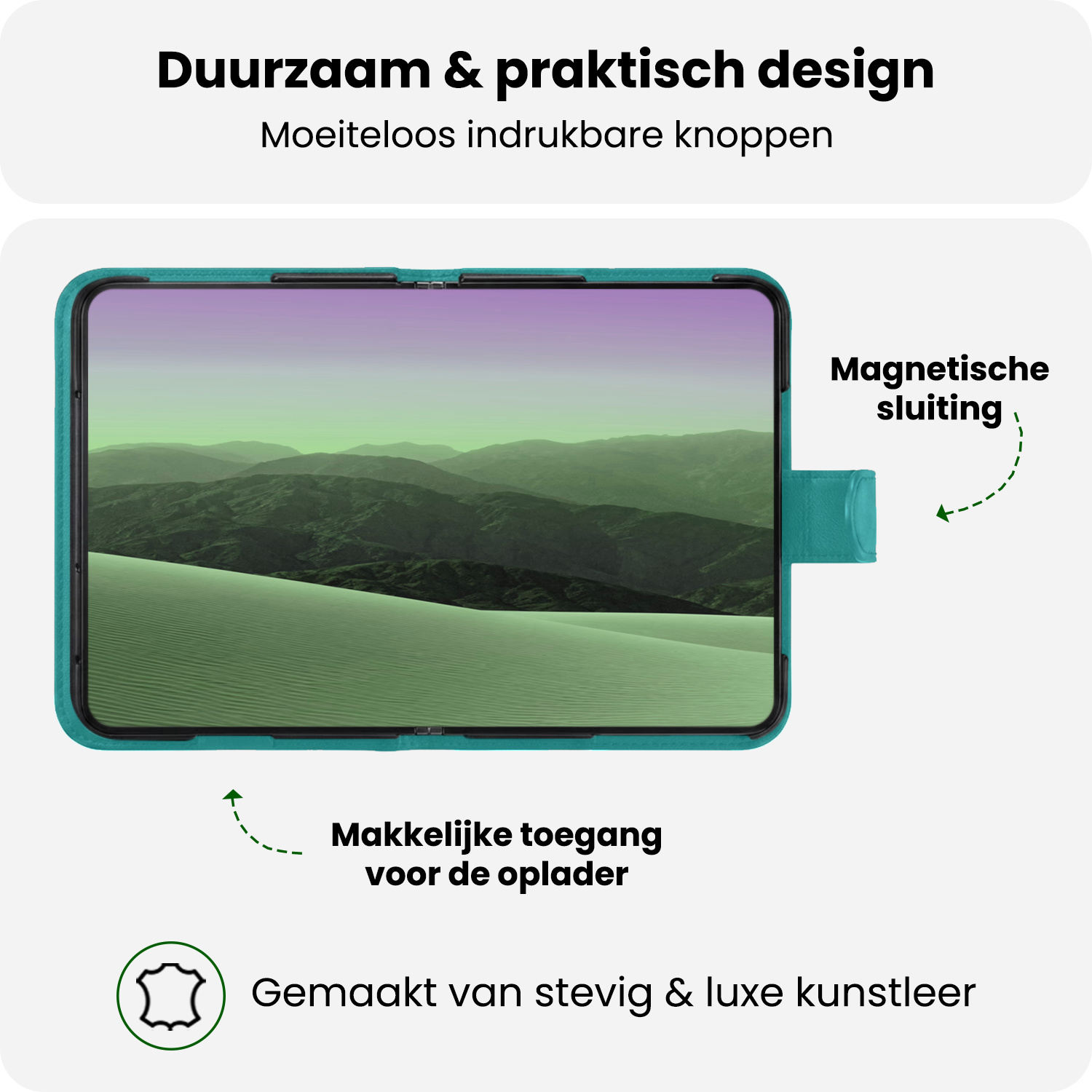 BASEY. BASEY. iPhone Duo Hoesje Bookcase Met Screenprotector - Turquoise