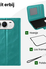 BASEY. BASEY. iPhone Duo Hoesje Bookcase Met Screenprotector - Turquoise