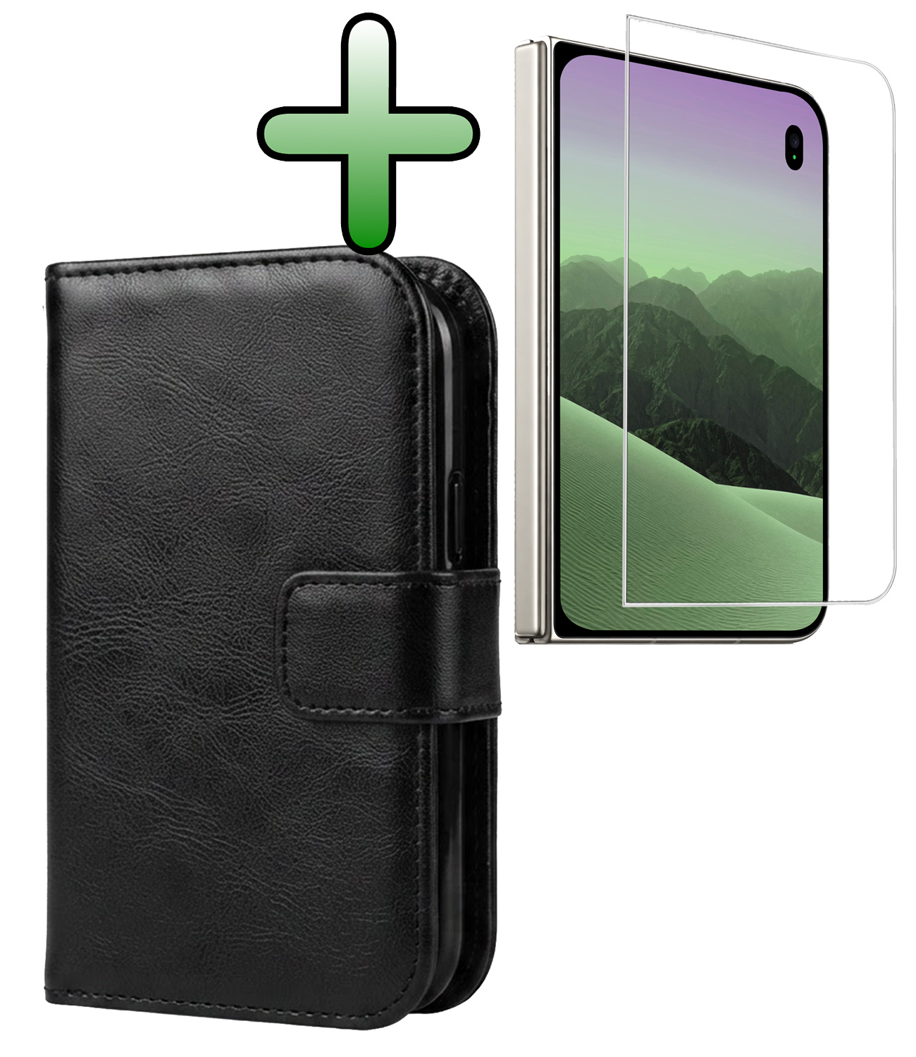 BASEY. BASEY. iPhone Duo Hoesje Bookcase Met Screenprotector - Zwart