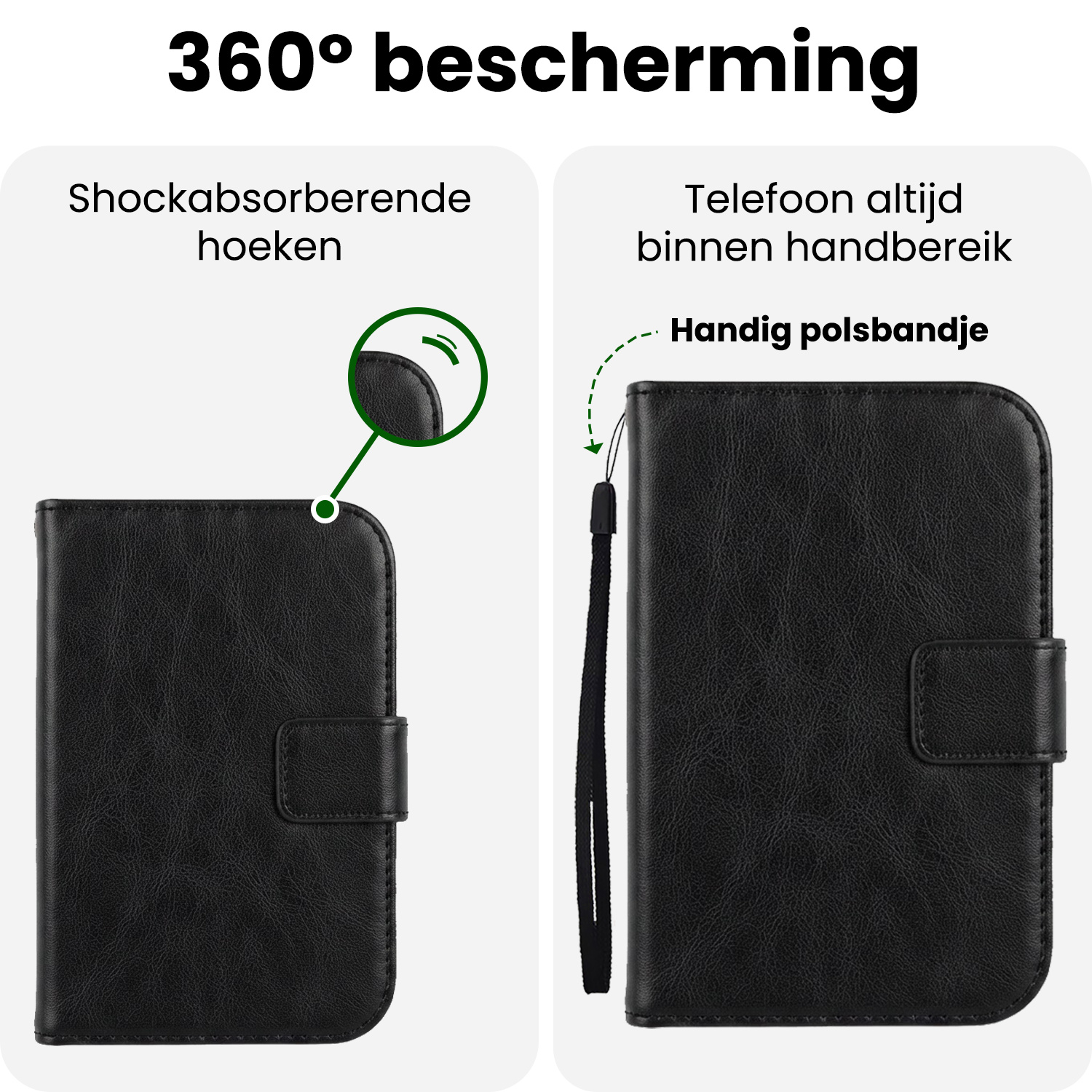 BASEY. BASEY. iPhone Duo Hoesje Bookcase Met Screenprotector - Zwart